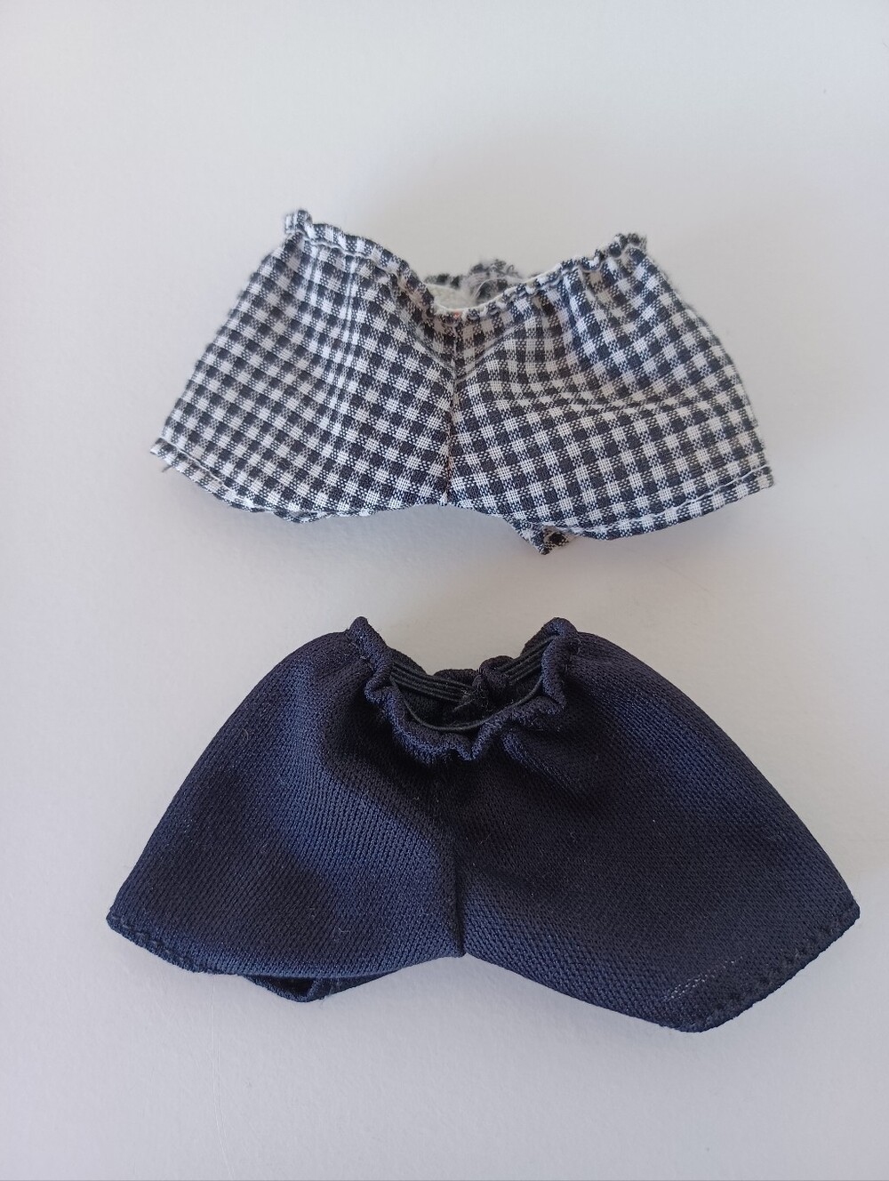 Two Vintage Barbie Fashion Doll Shorts Black And Checkered Collectible Toy
